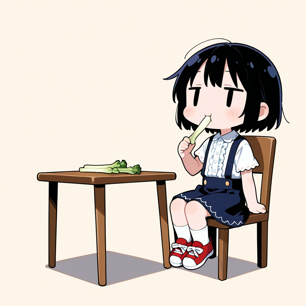 セロリを食べる