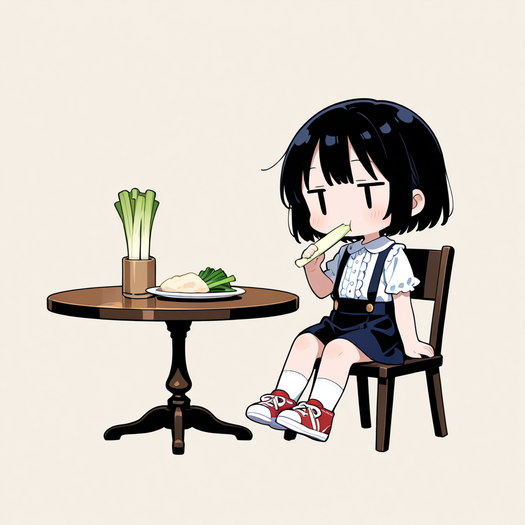 セロリを食べる