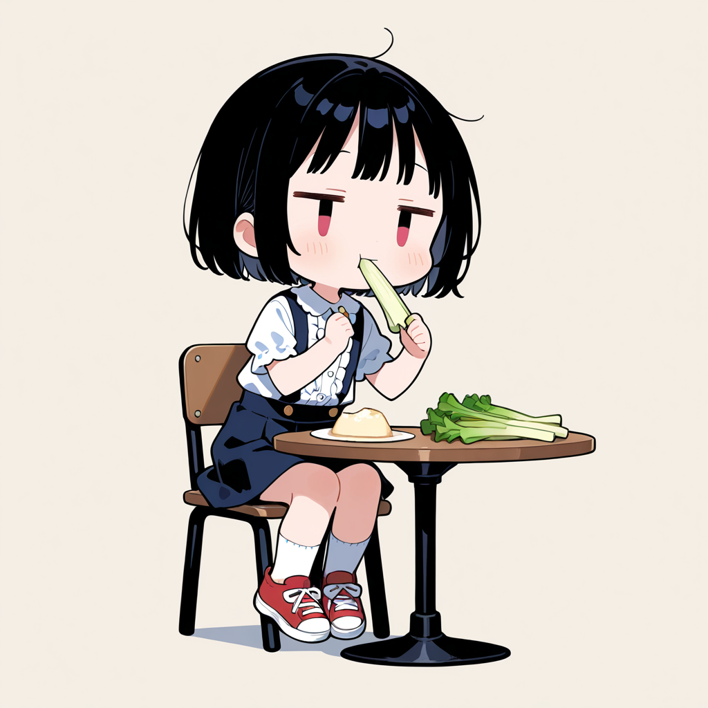 セロリを食べる