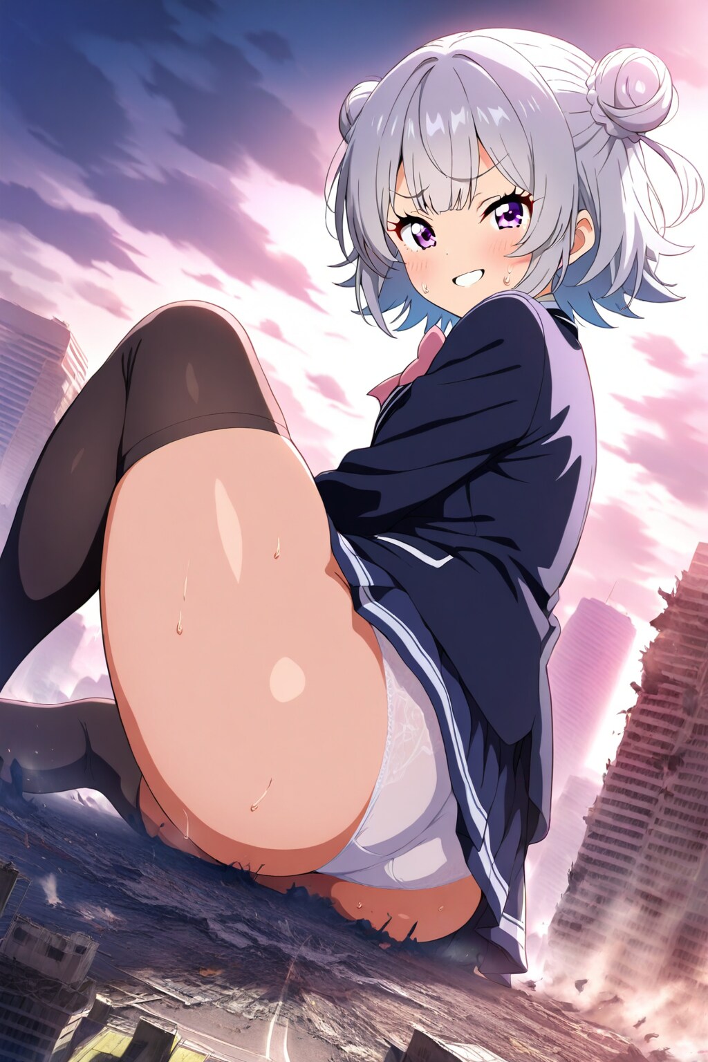 尻もちをついた巨大六花ちゃん