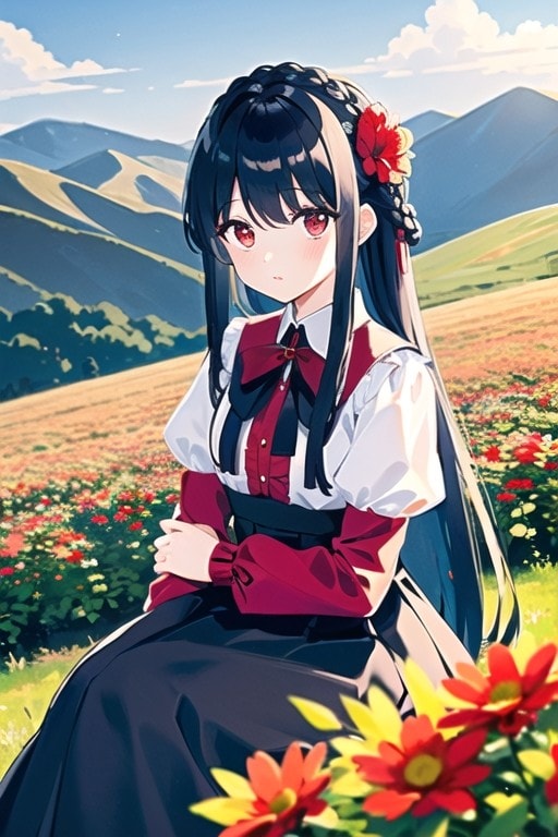 田舎花畑風景 | の人気AIイラスト・グラビア