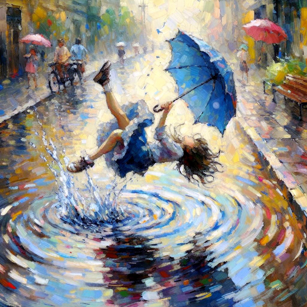 足をすべらせる少女