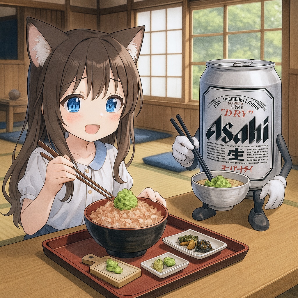 わさび丼を食べる小さな女の子