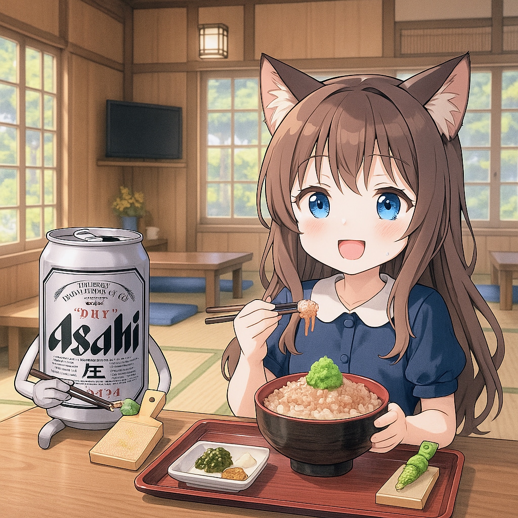 わさび丼を食べる小さな女の子