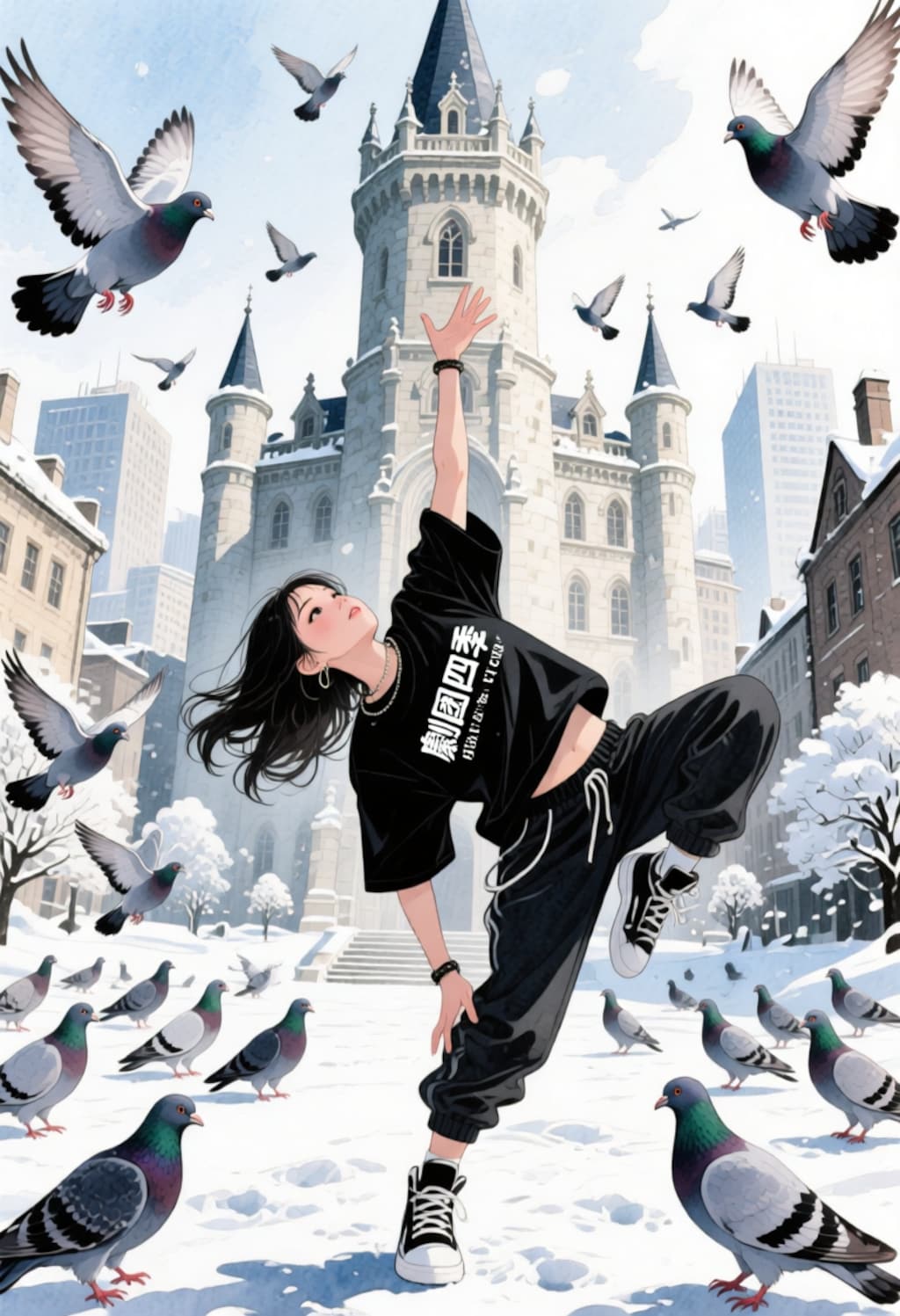 dance with pigeons