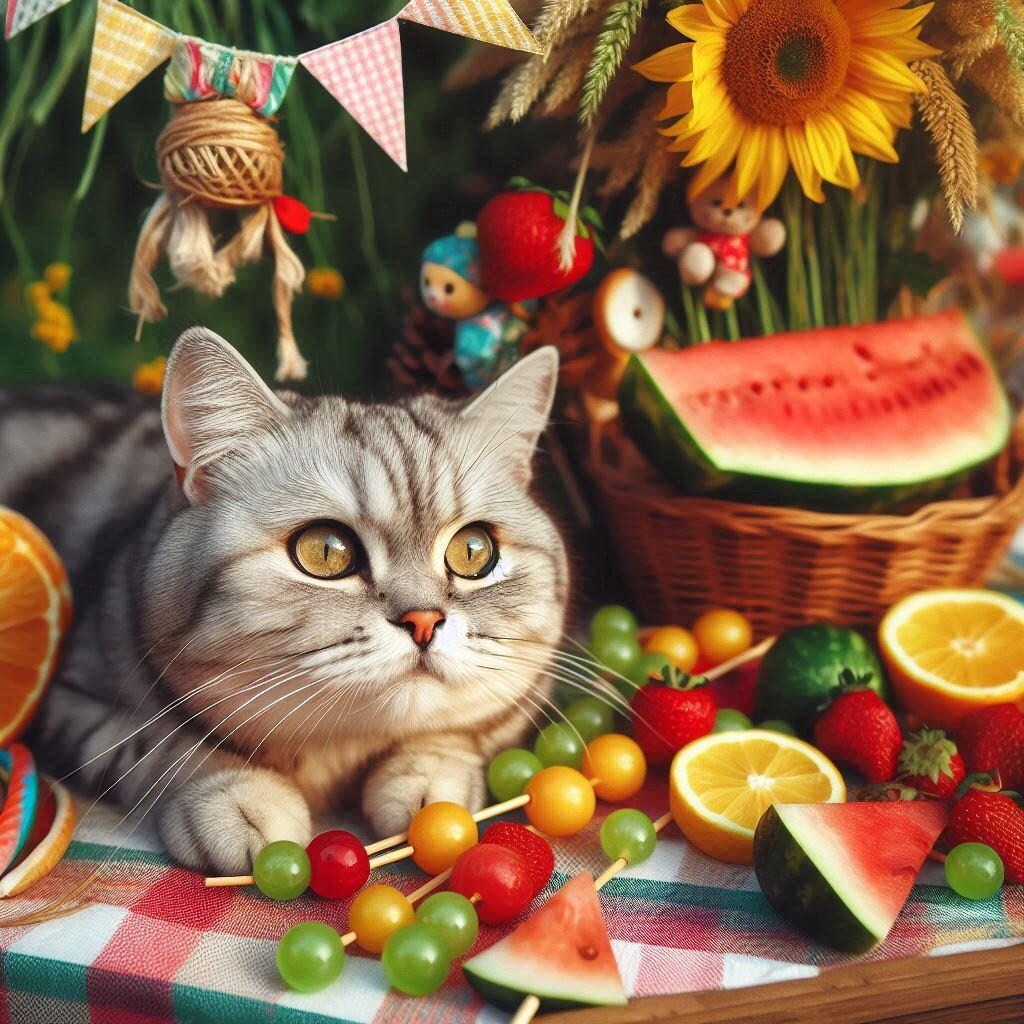 夏祭りに参加する猫