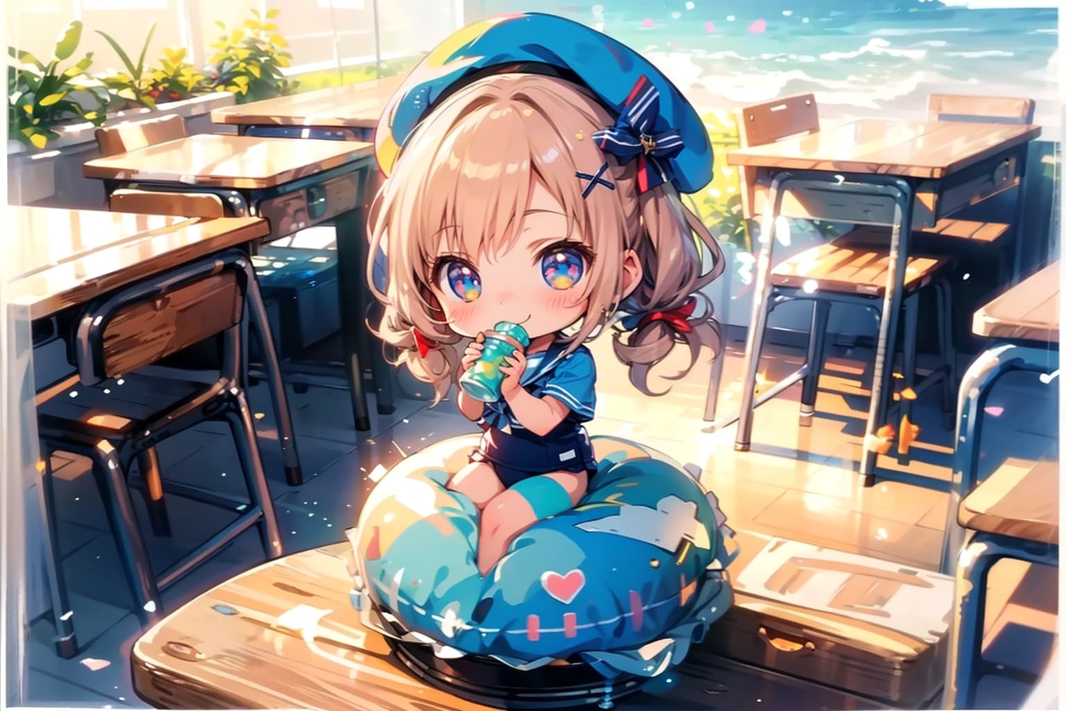 練習生成、(put on a swim ring),。
