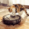 ルンバに乗る猫 5枚目