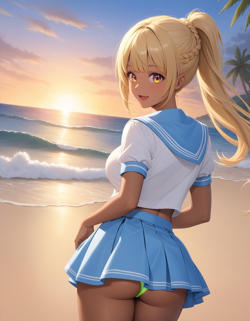 セーラー服でパンチラ