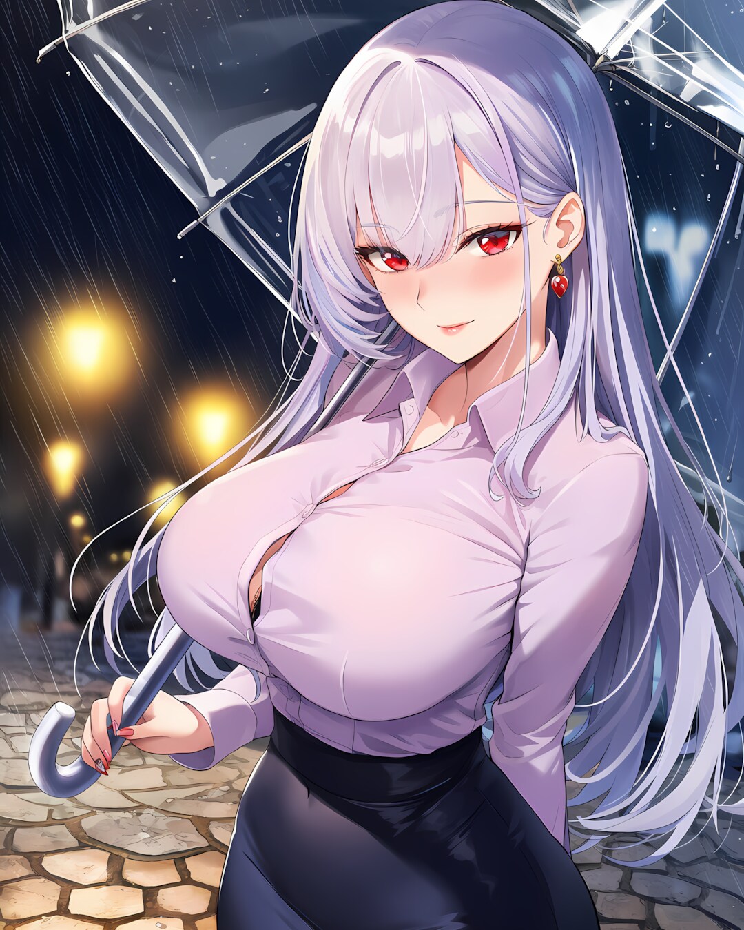 雨の夜の労い🌙傘と大人シャツコーデ✨