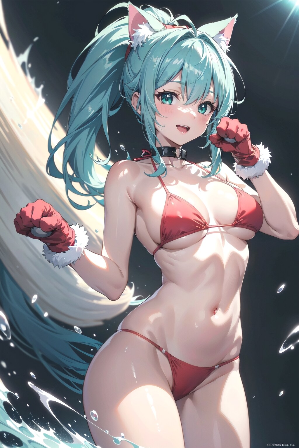 赤いビキニでにゃんにゃんポーズしちゃいます🎶にゃんにゃん💕