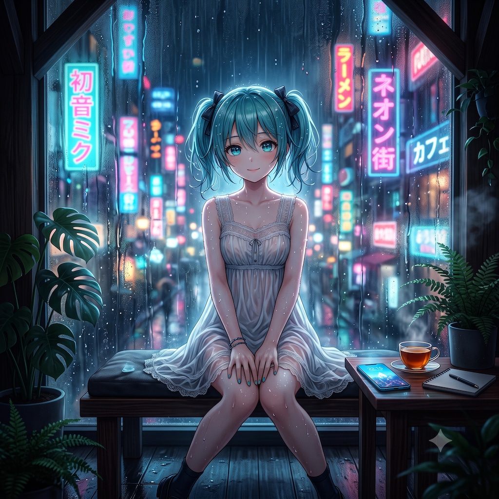 雨に濡れてしまったミクさん