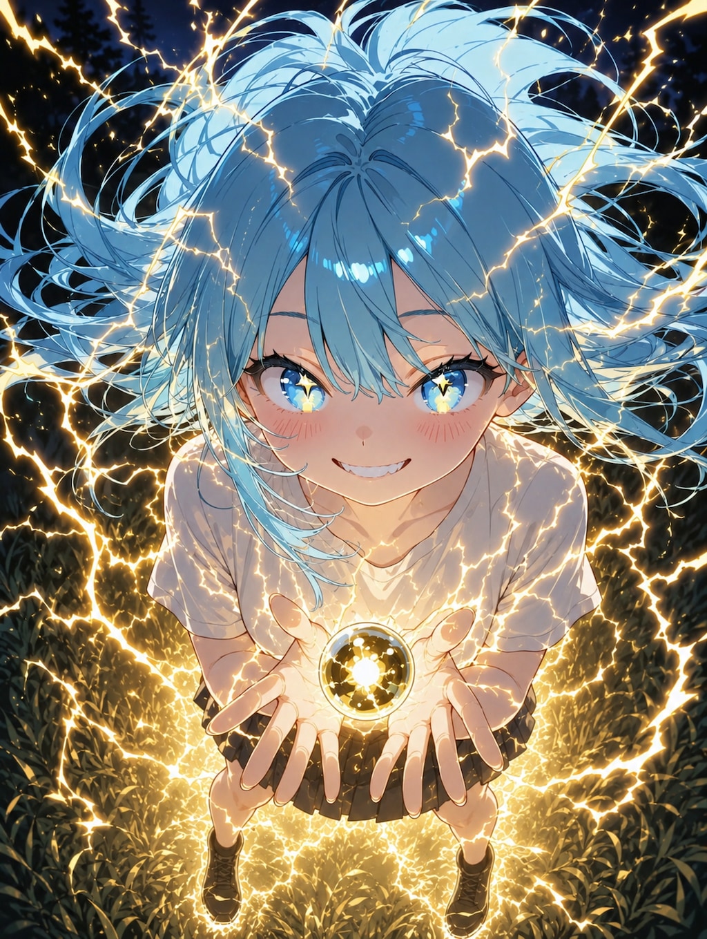 蒼髪の放電少女