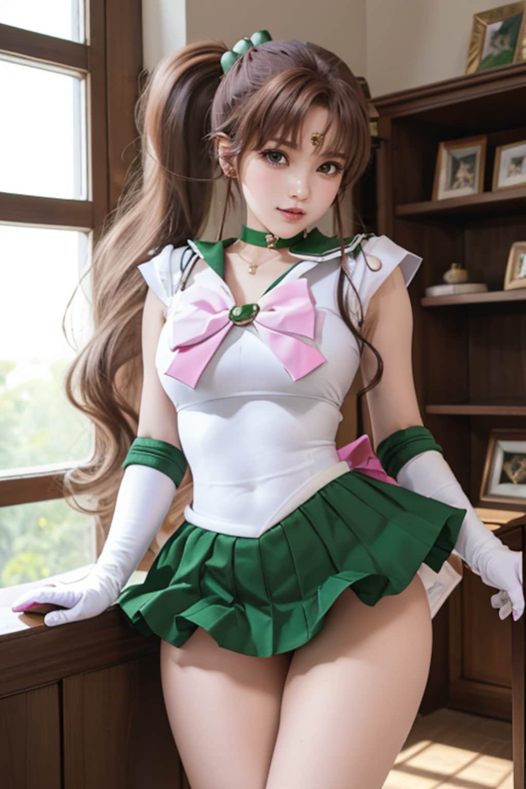 彼女にセーラー戦士のコスプレ(緑の子）