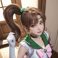 彼女にセーラー戦士のコスプレ(緑の子） 2枚目