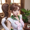 彼女にセーラー戦士のコスプレ(緑の子） 3枚目