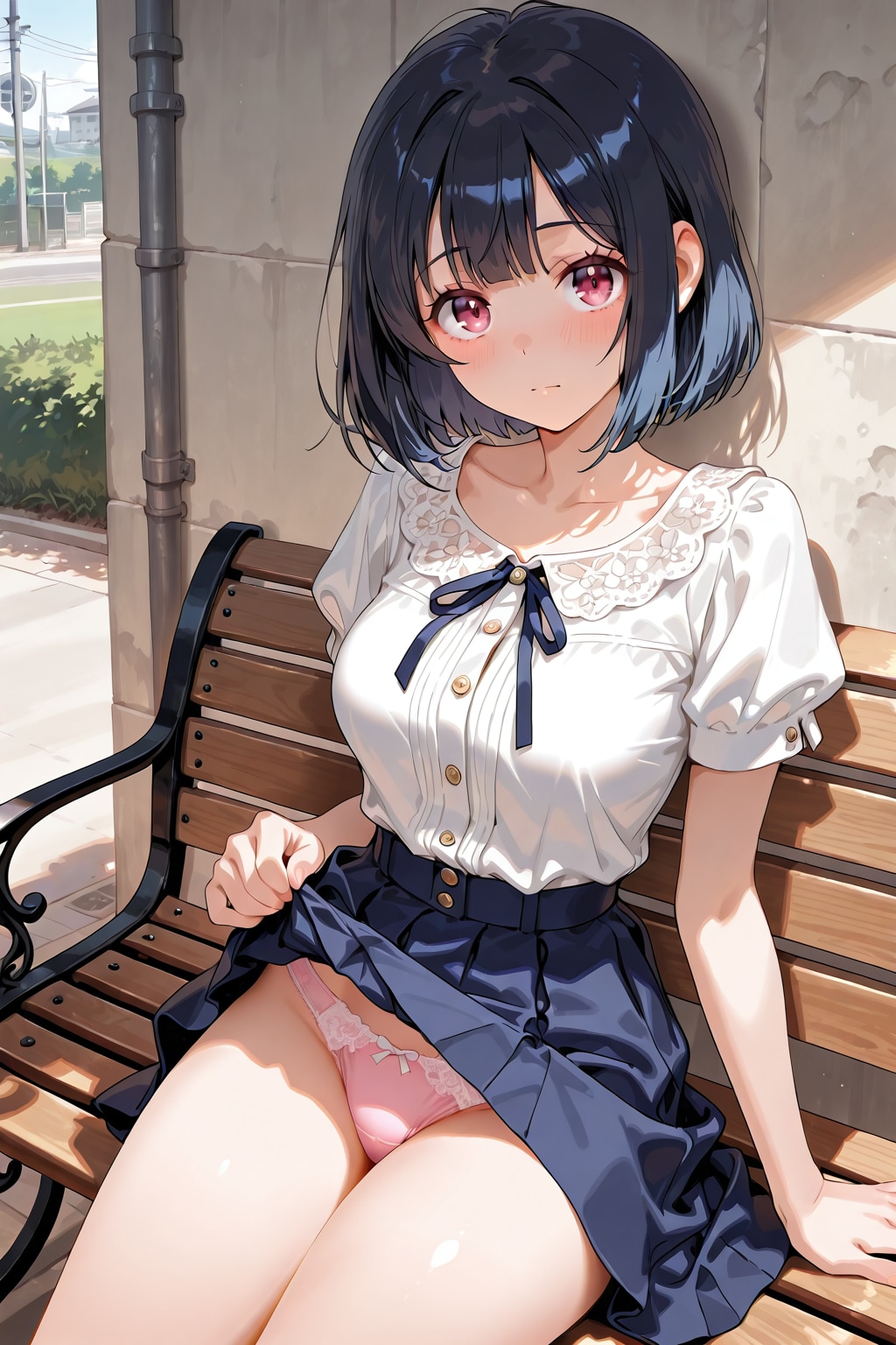 スカートを上げ
