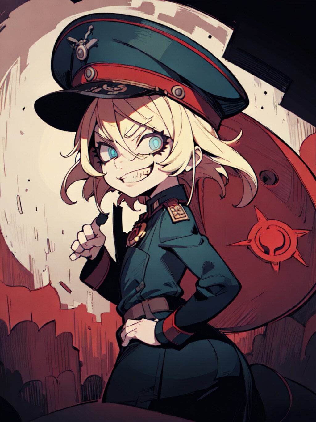 振り返り余裕を見せるデグレチャフ少佐殿