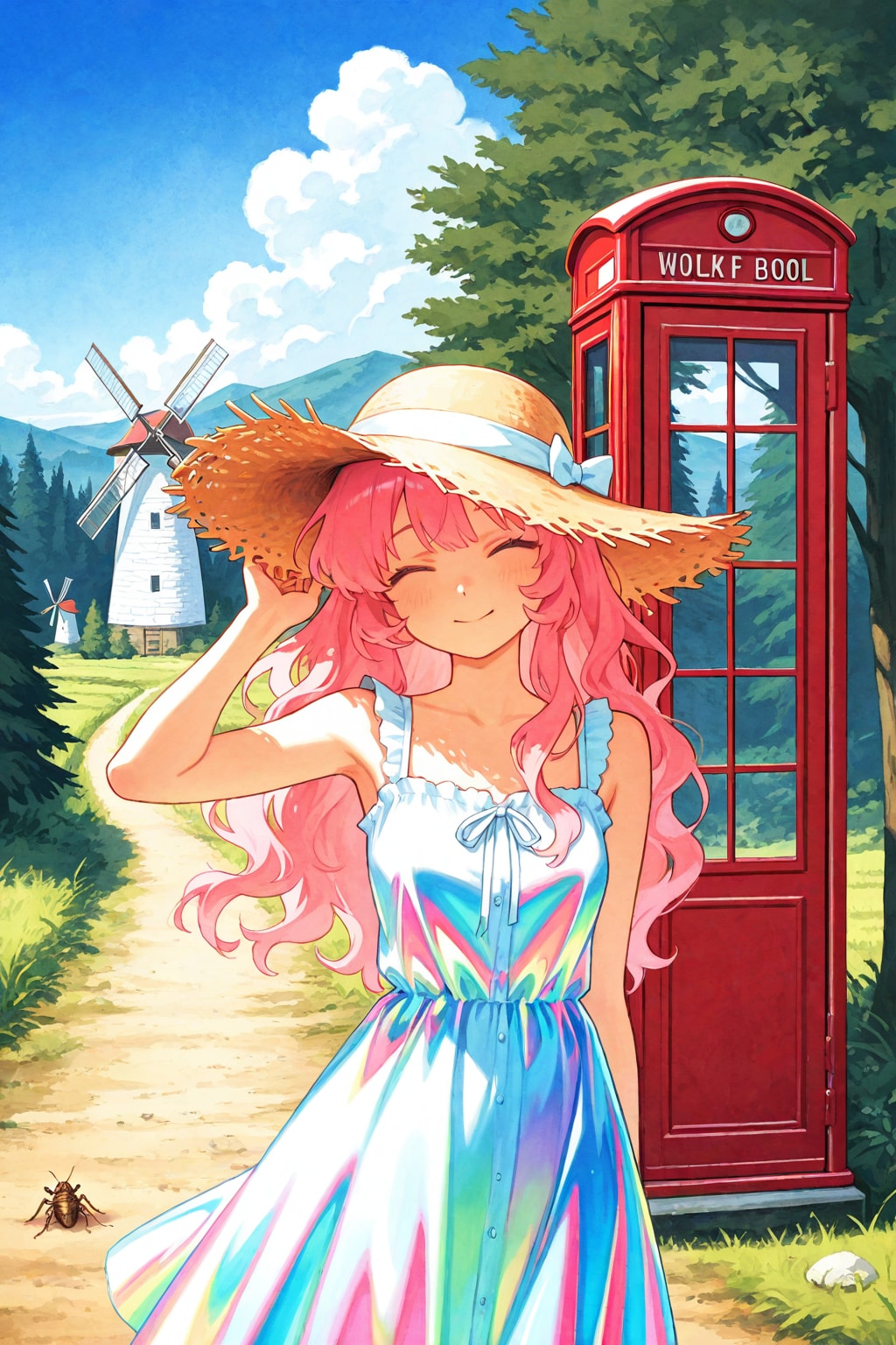 おさんぽするピンク髪ちゃん