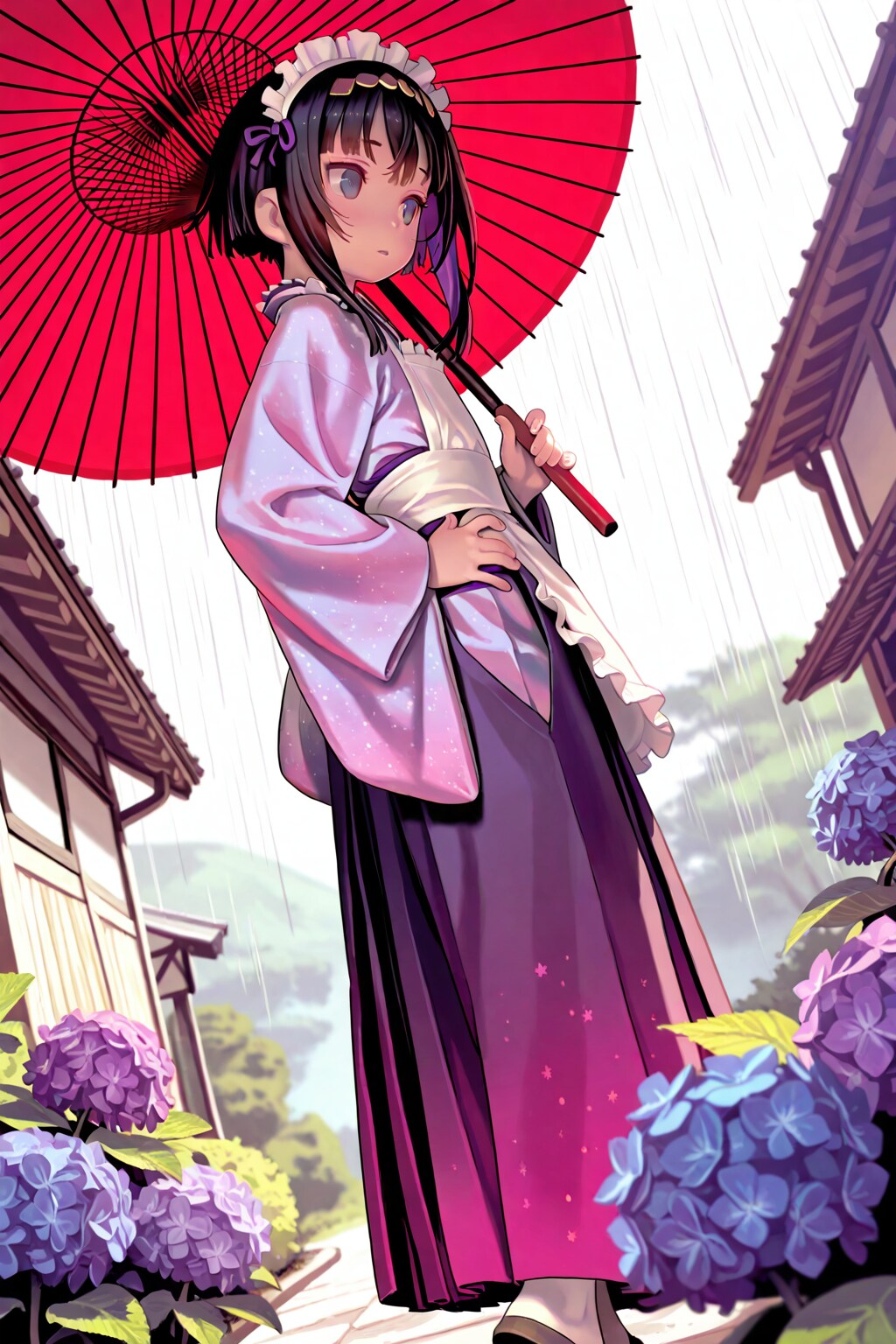 天気雨の紫陽花