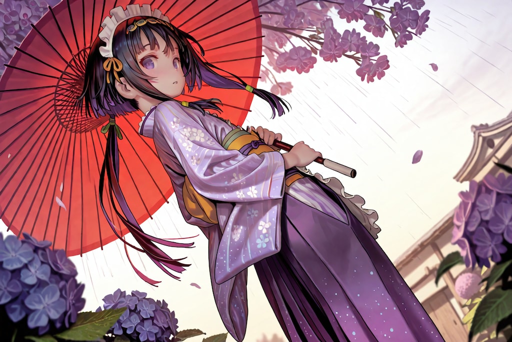 天気雨の紫陽花