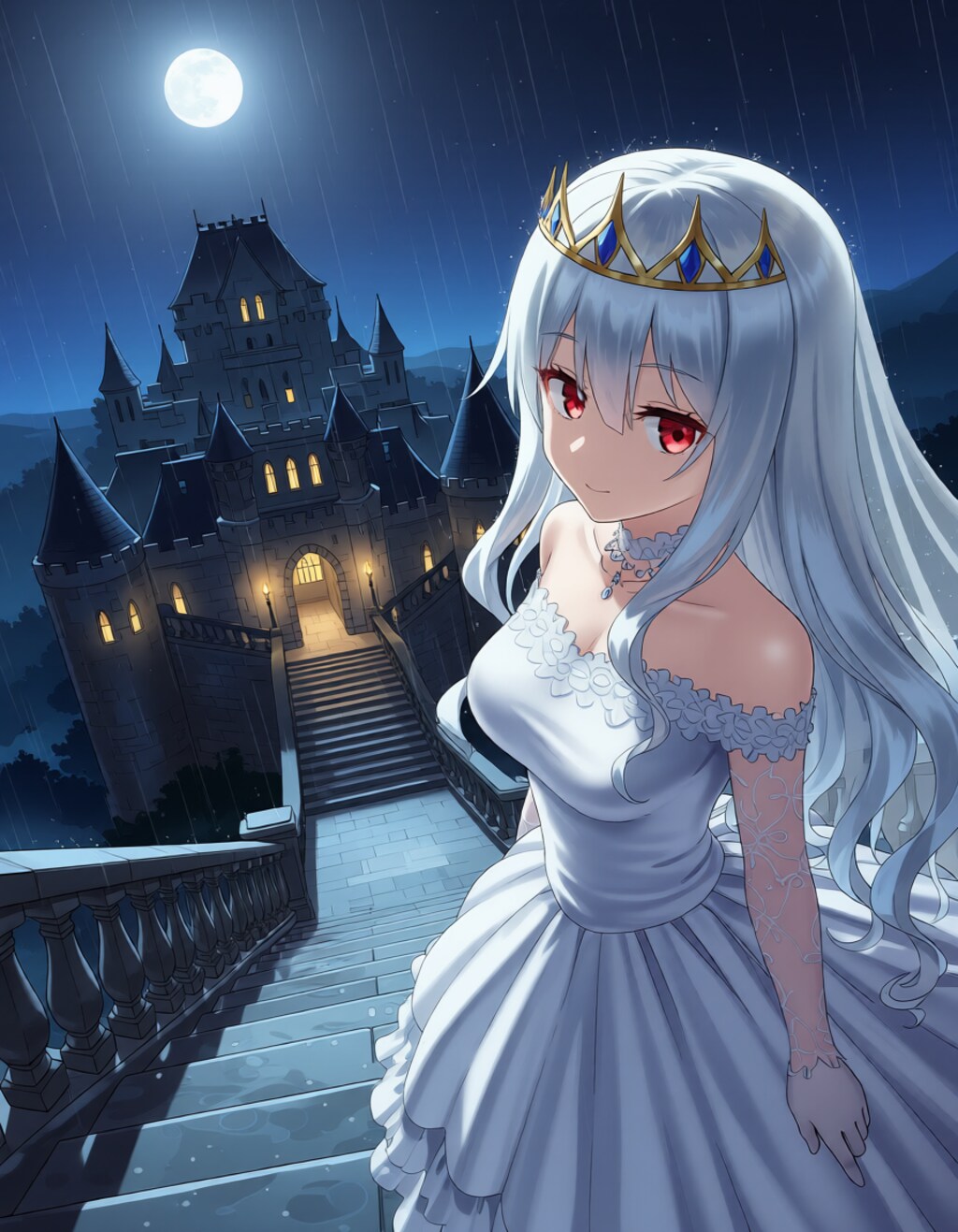 夜の城とウェディング