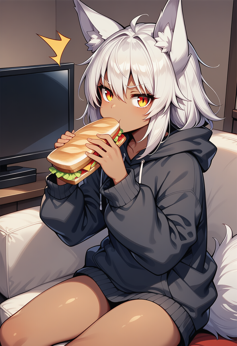 む！何を見ている！お前はもう食べ終わったのだから食器でも片付けておけばいいではないか！こっちを見るな！あっちにいけ！ | の人気AIイラスト・グラビア