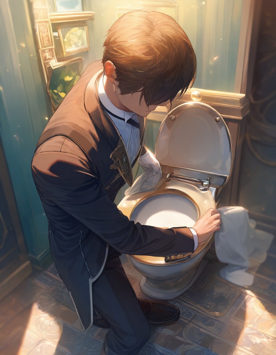 トイレをきれいにする執事