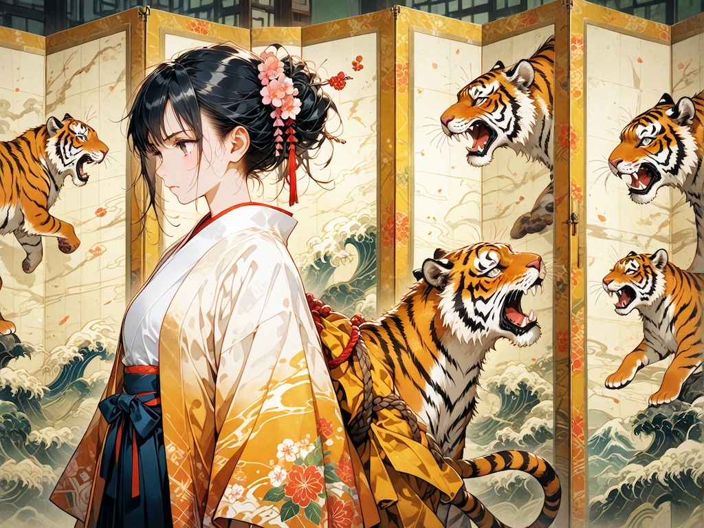 屏風の虎