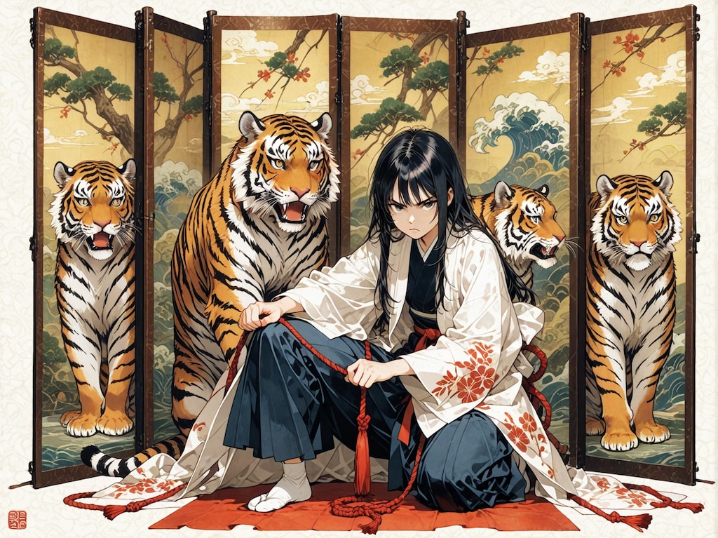 屏風の虎