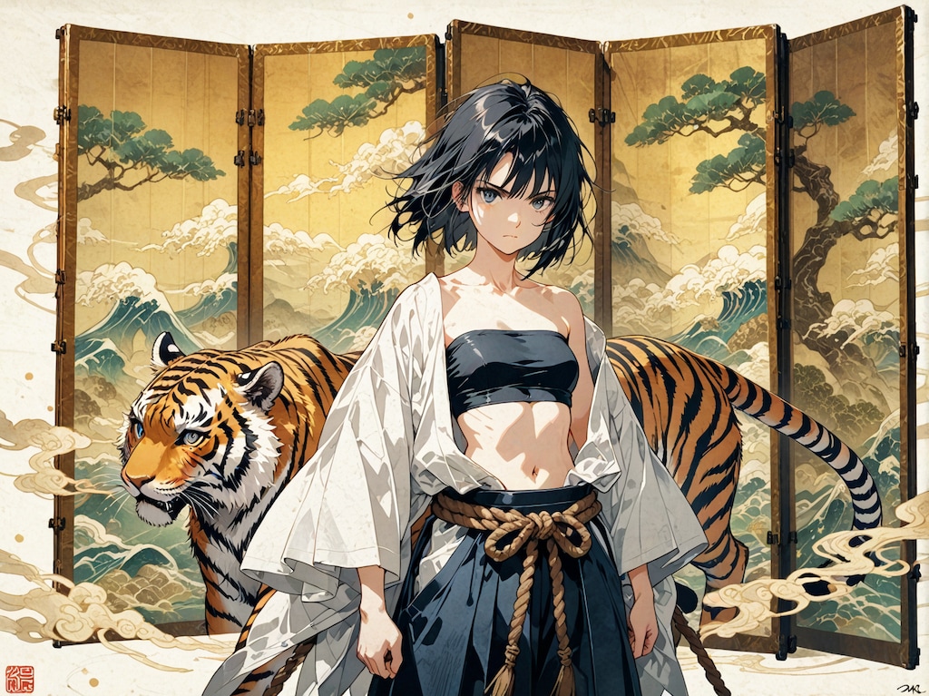 屏風の虎