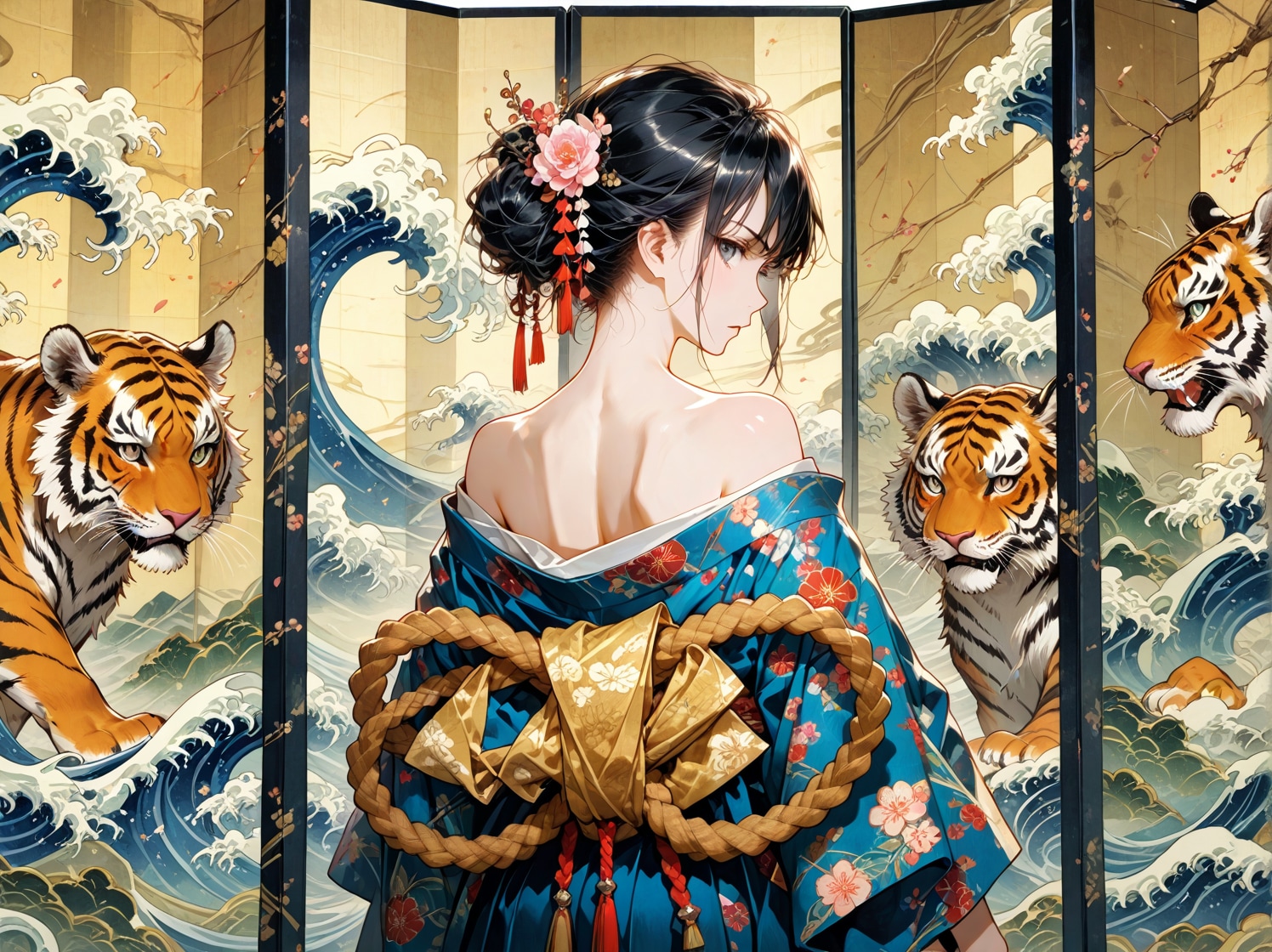 屏風の虎 | の人気AIイラスト・グラビア