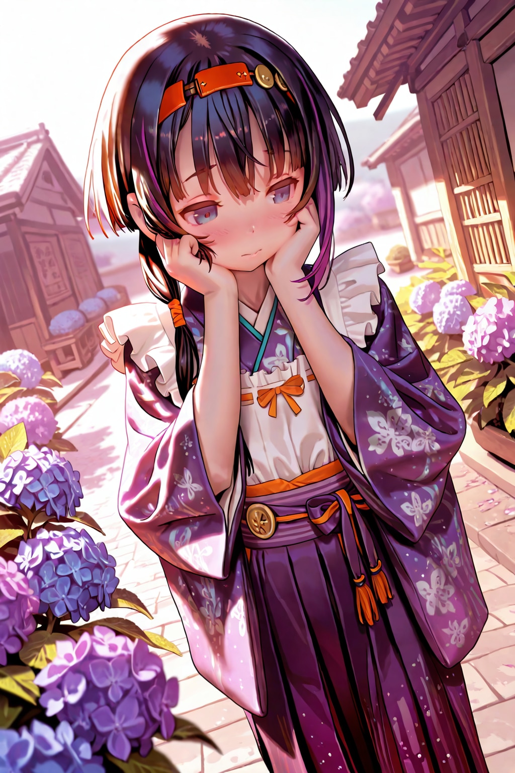 赤い紫陽花