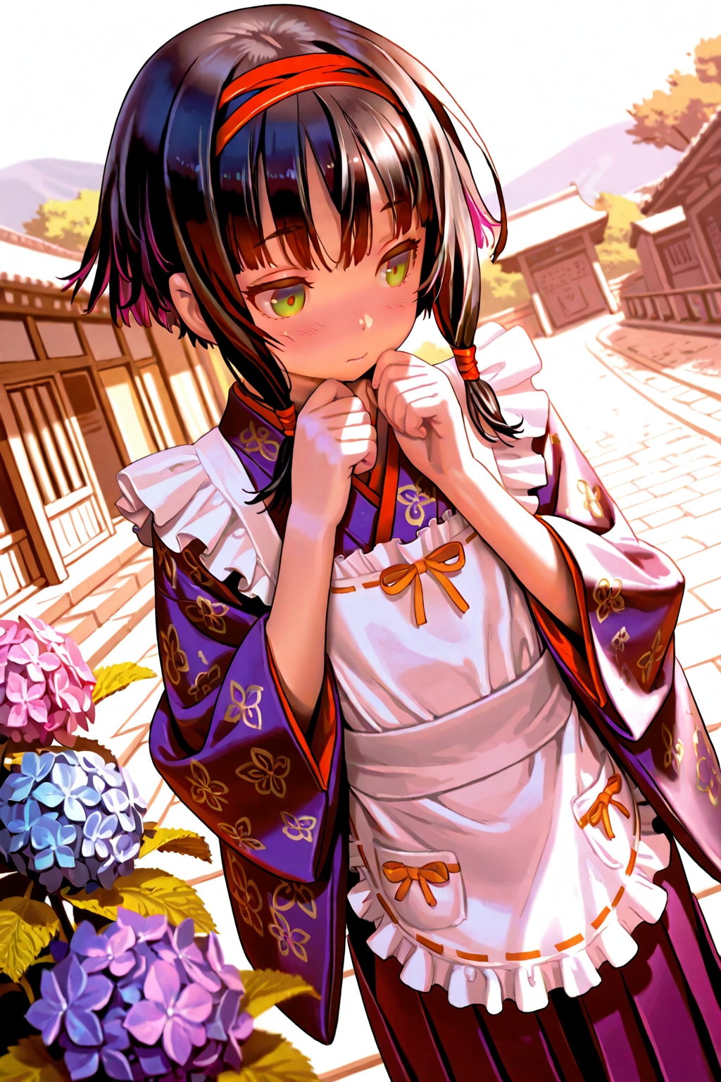 赤い紫陽花