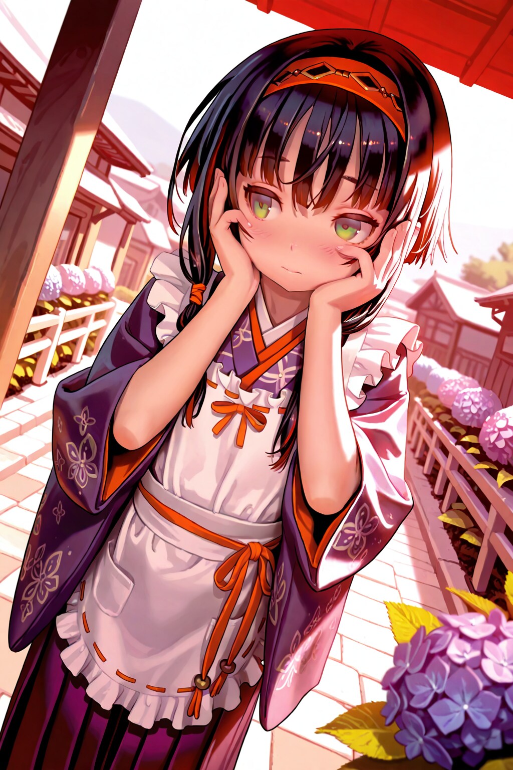 赤い紫陽花