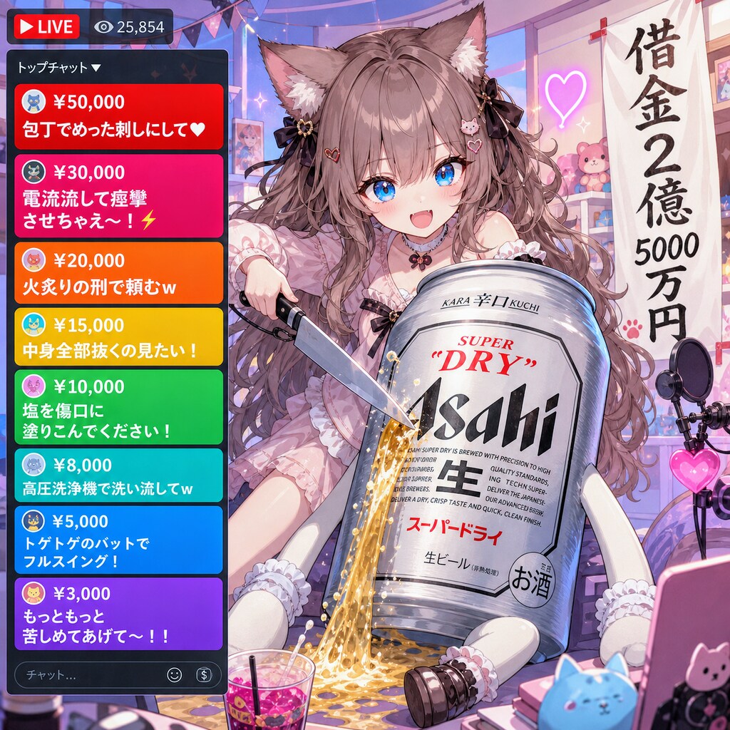 借金返済のため、配信してスパチャで稼ぐ小さな女の子