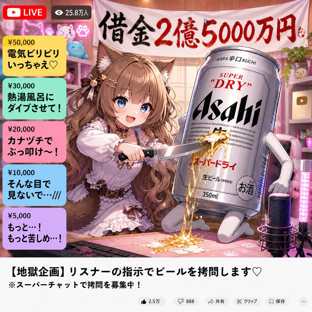 借金返済のため、配信してスパチャで稼ぐ小さな女の子