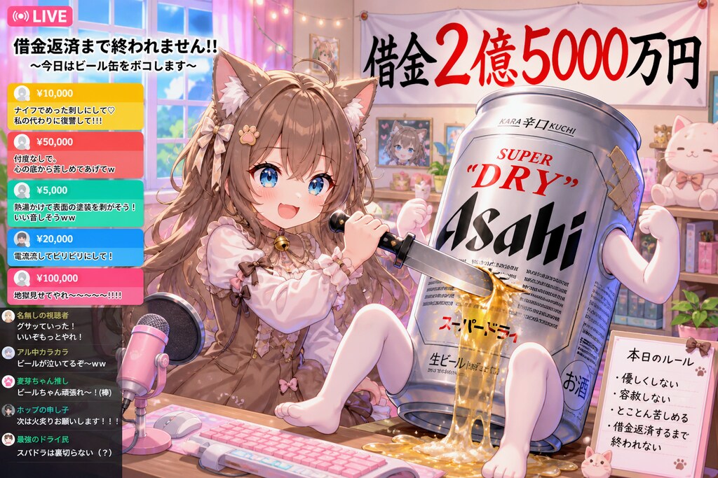 借金返済のため、配信してスパチャで稼ぐ小さな女の子