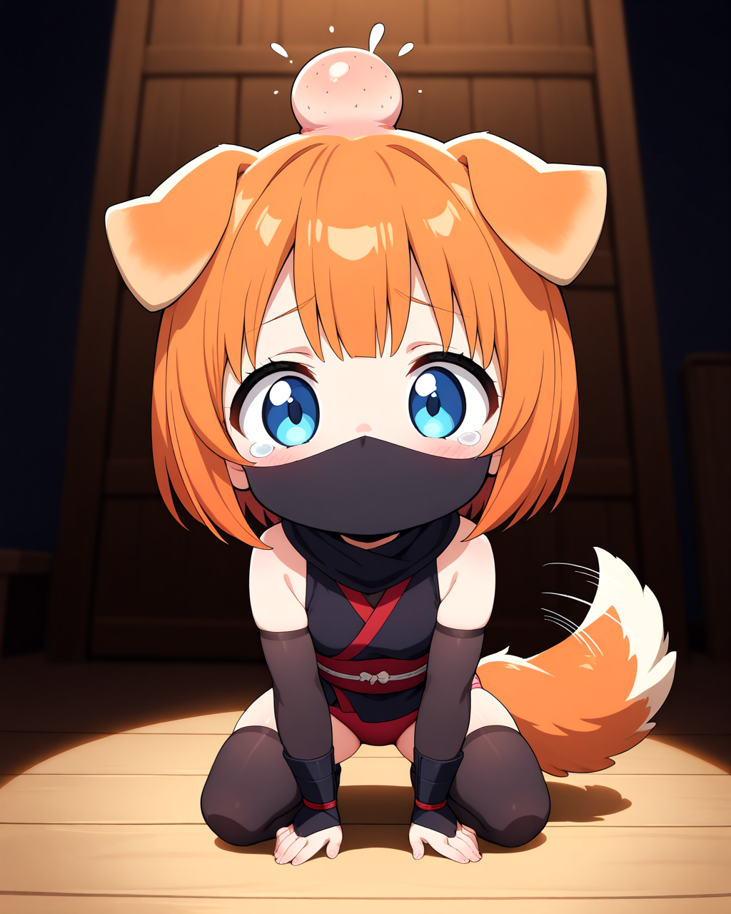 始祖様に叱られて反省している忍ルマ・・・。