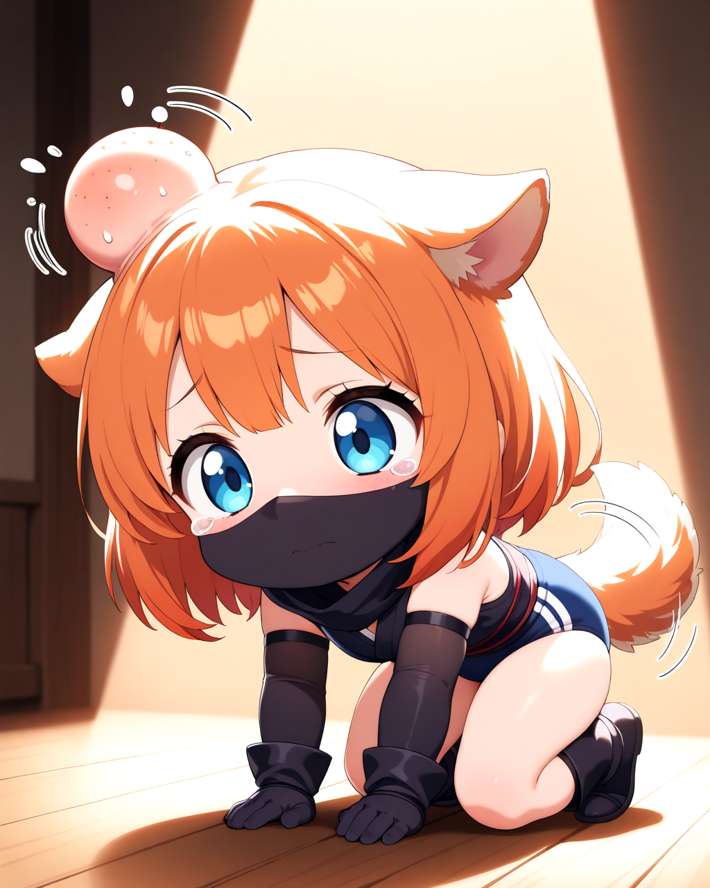 始祖様に叱られて反省している忍ルマ・・・。