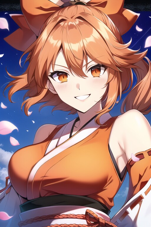 夜桜＋巫女