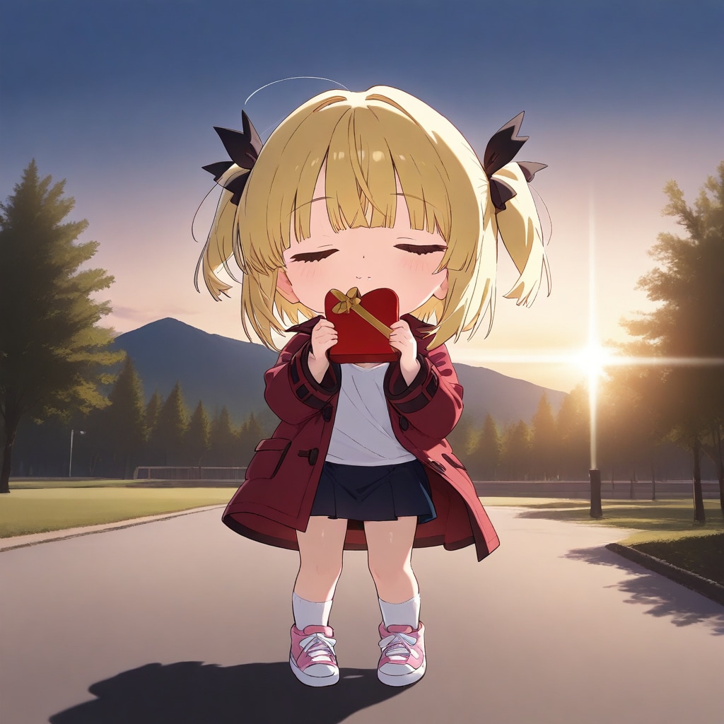 夕方の公園で渡すチョコレート