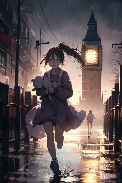 霧の街、逃げる少女と追いかける愉快犯