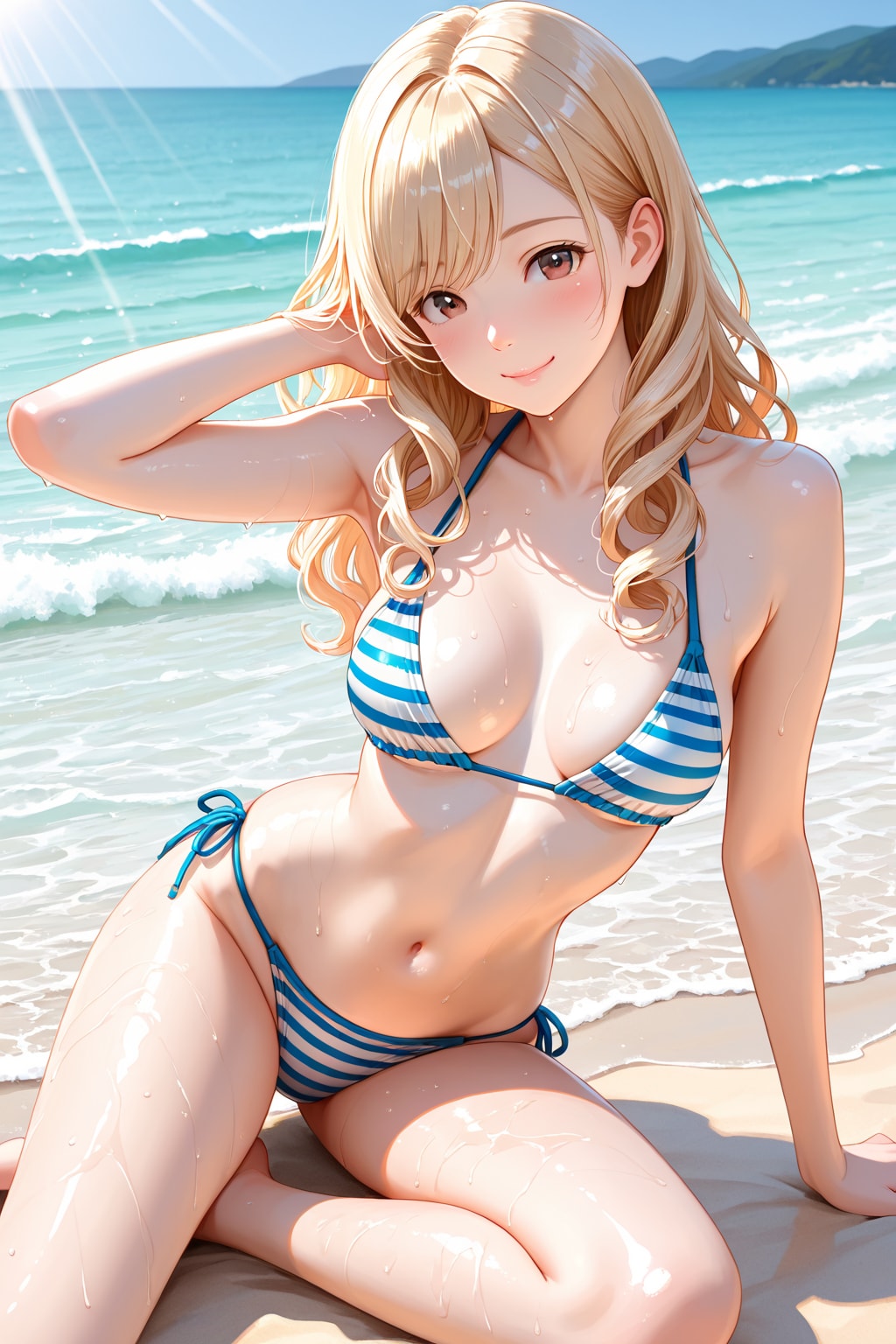砂浜とボーダービキニ