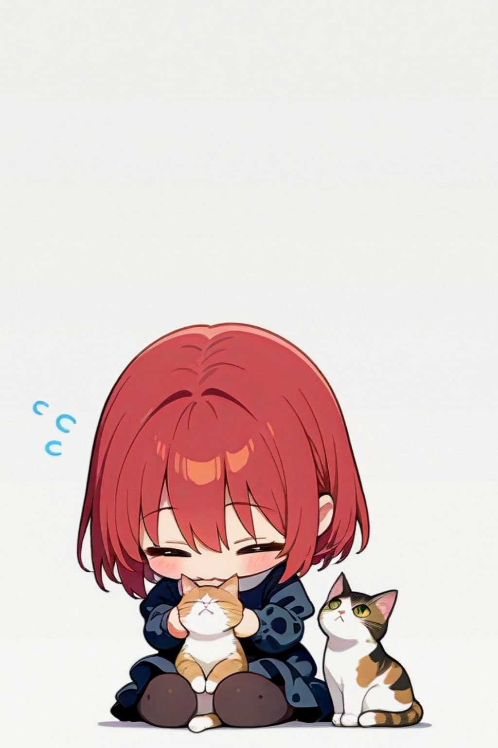 猫と遊ぶ赤髪ちゃん