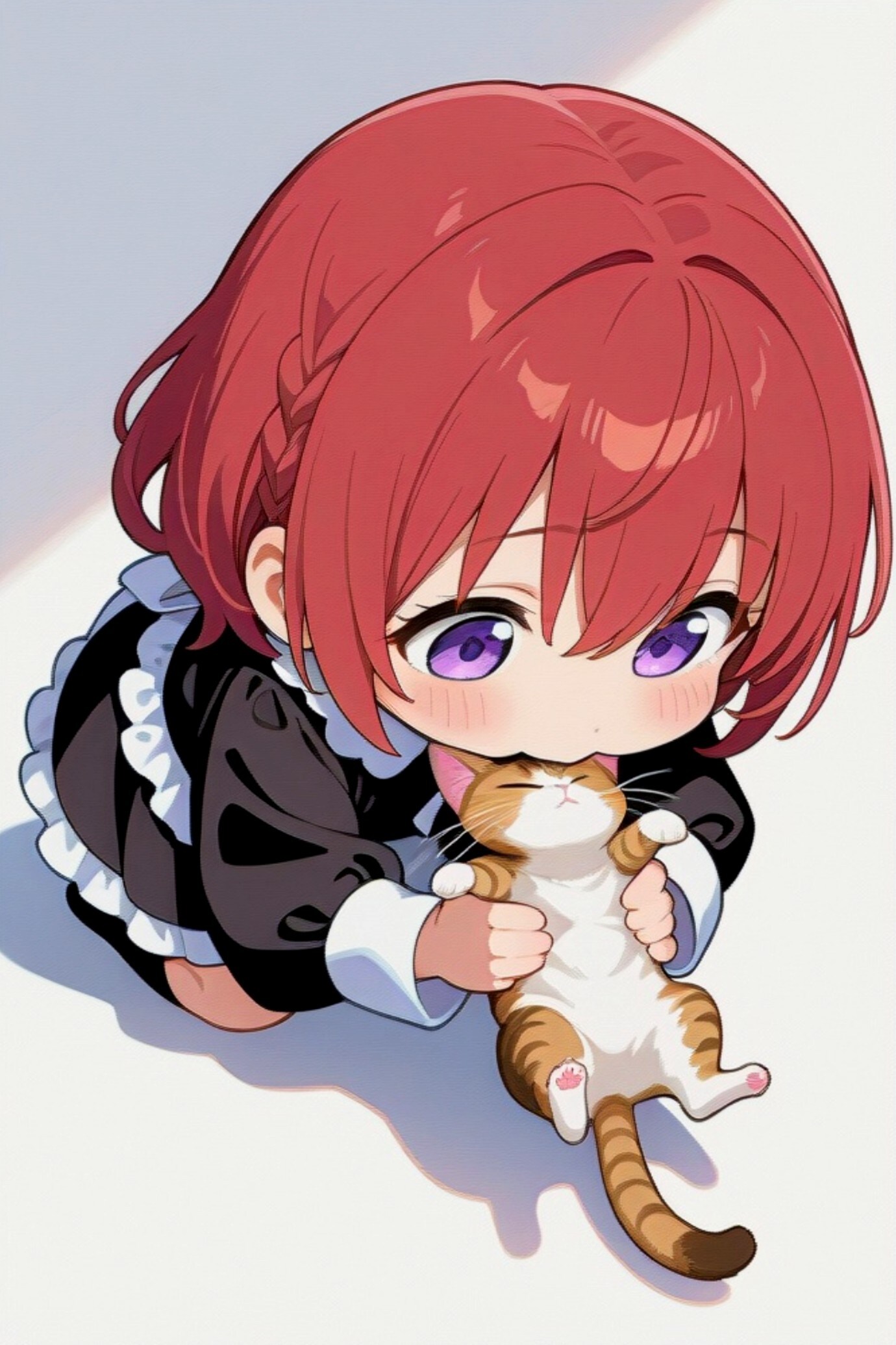 猫と遊ぶ赤髪ちゃん | の人気AIイラスト・グラビア