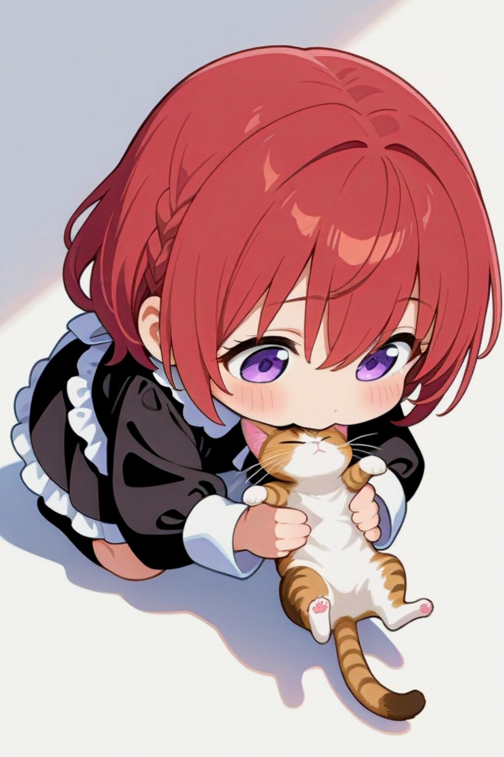 猫と遊ぶ赤髪ちゃん