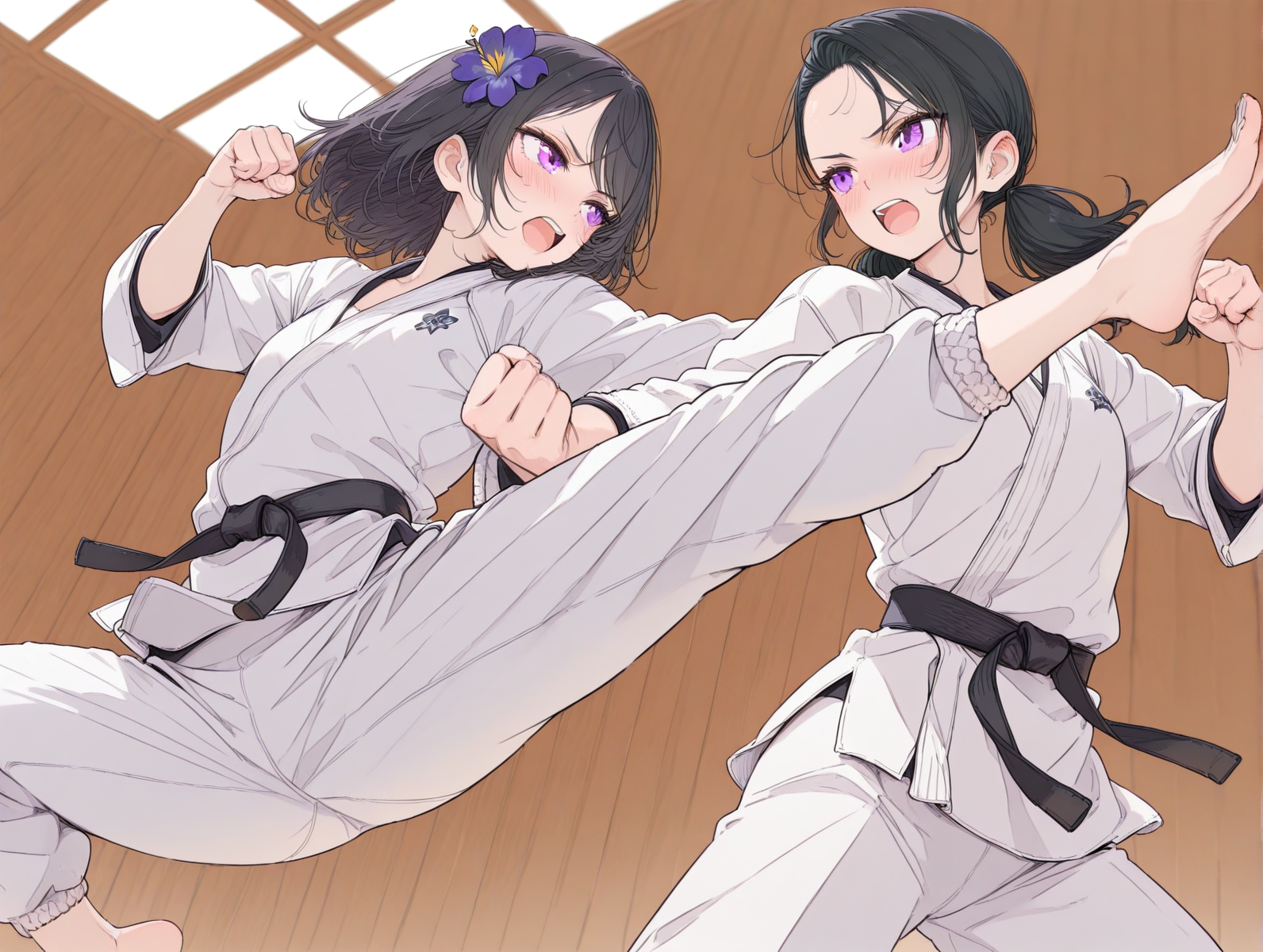 モデル違い：姉妹試合：空手と少林寺 | の人気AIイラスト・グラビア