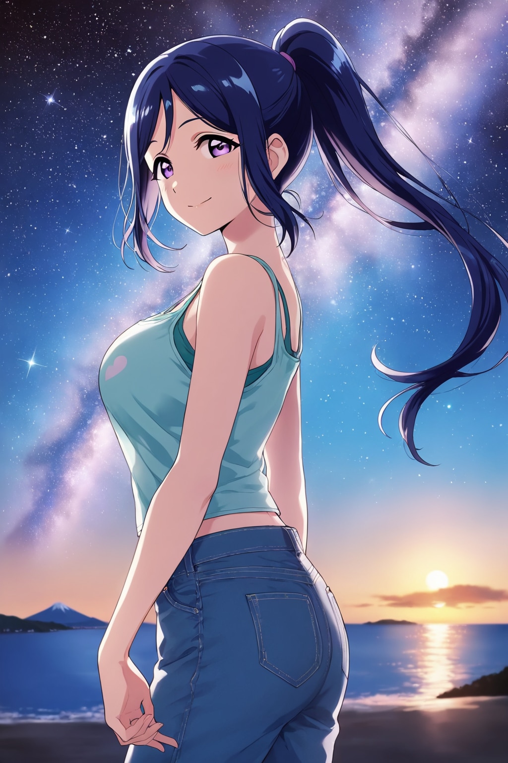 夜明け前の星空を眺める果南🌌❤️