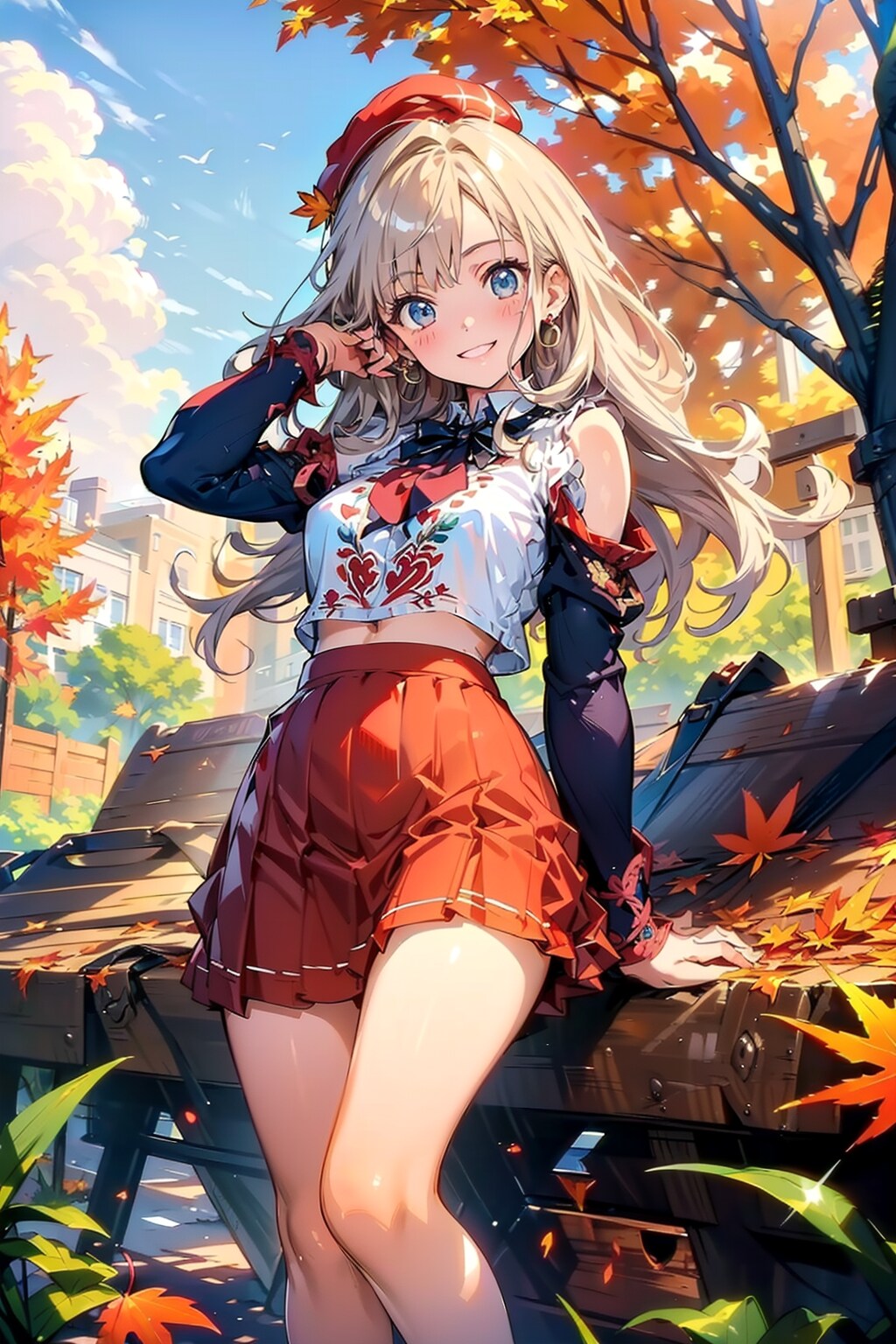 ベレー帽と秋の公園